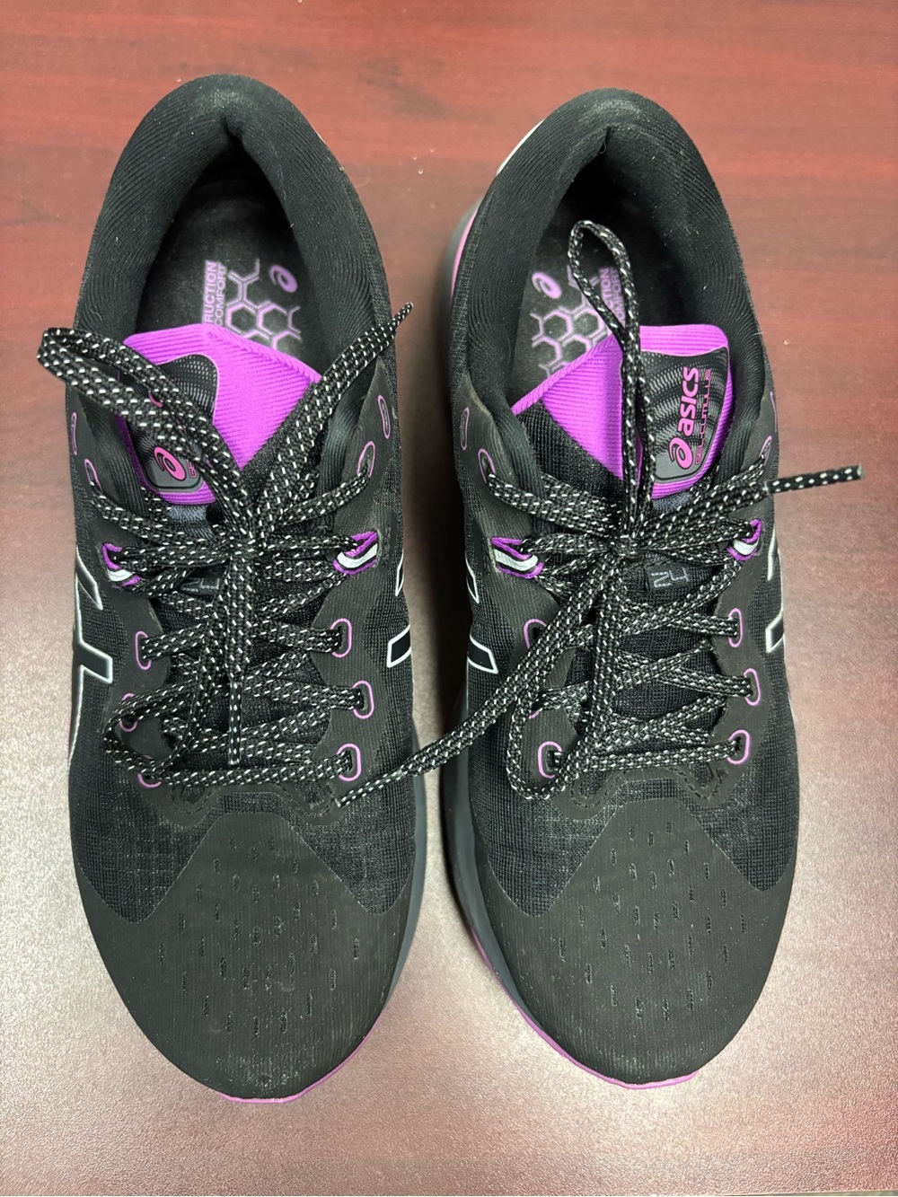 ASICS Women's Black and Purple Athletic Running Sneakers